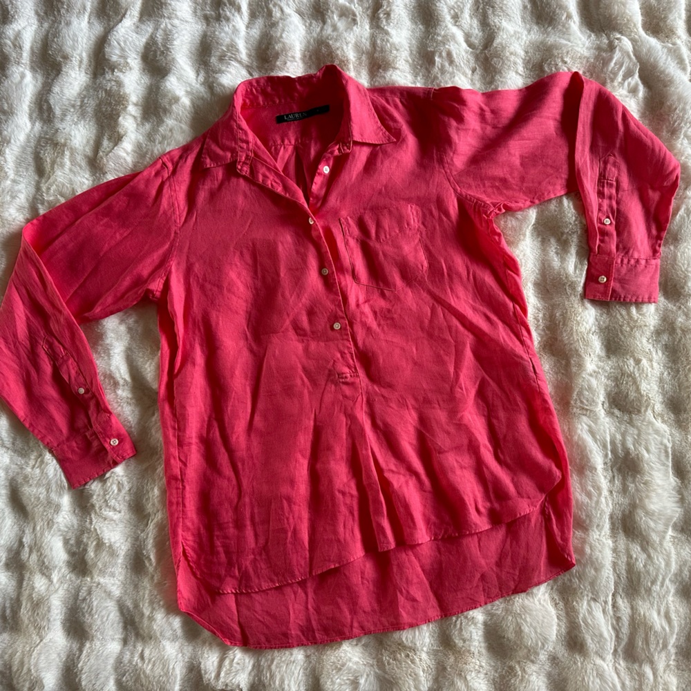 Ralph Lauren Hot Pink Linen Long Sleeve
